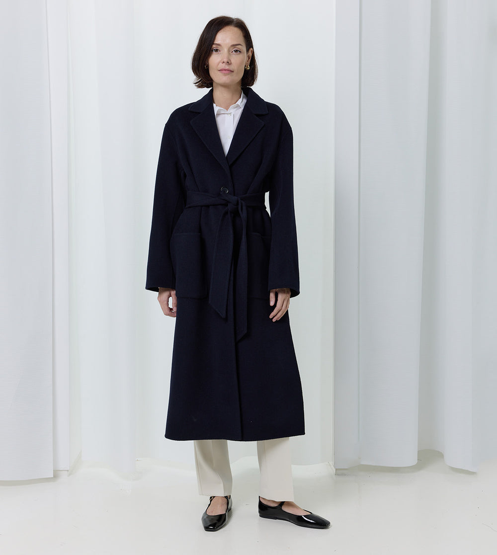 Long Wool Belted Coat by Aspesi