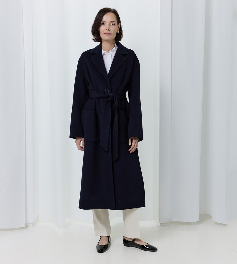 Long Wool Belted Coat by Aspesi