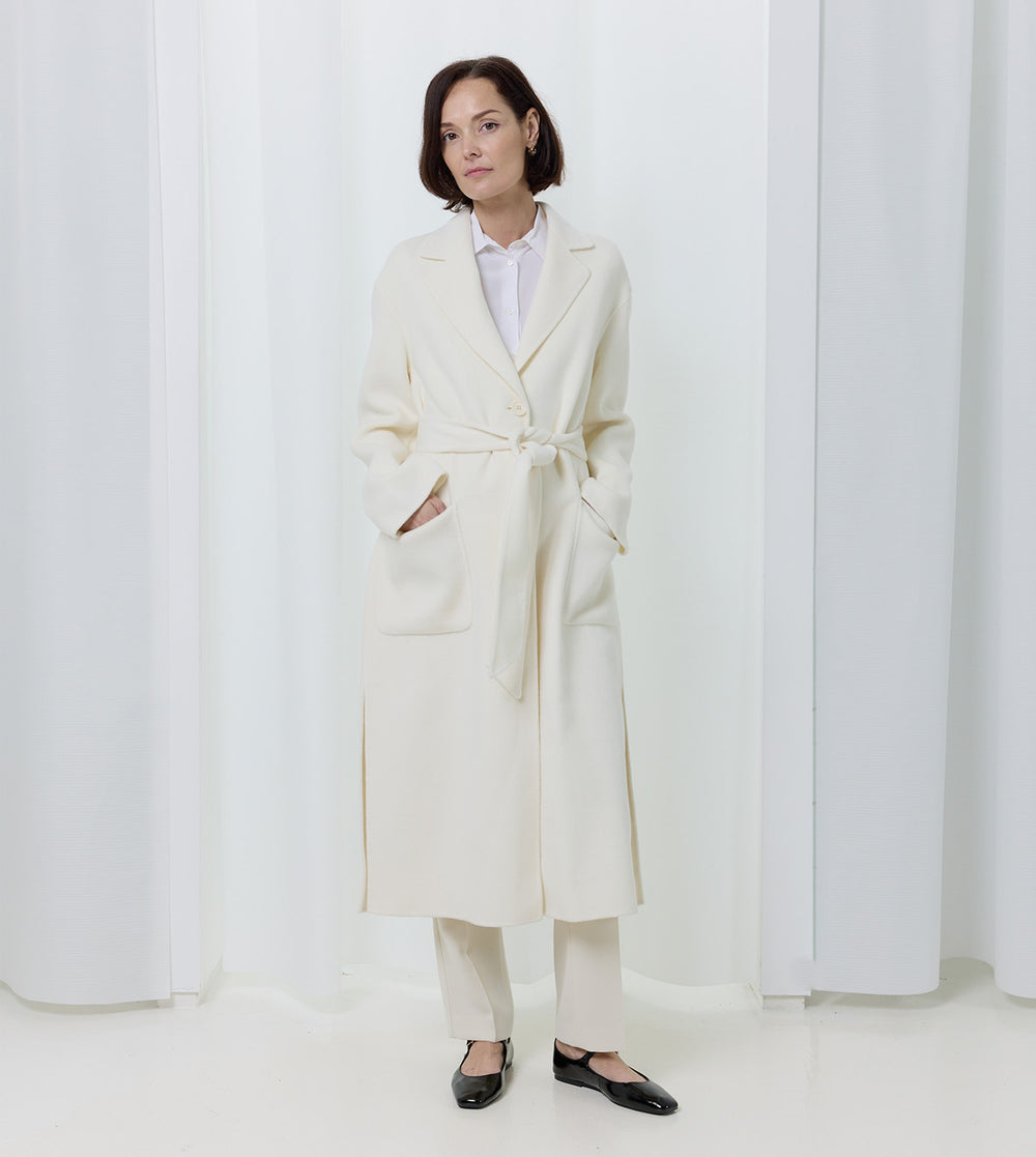 Long Wool Belted Coat by Aspesi