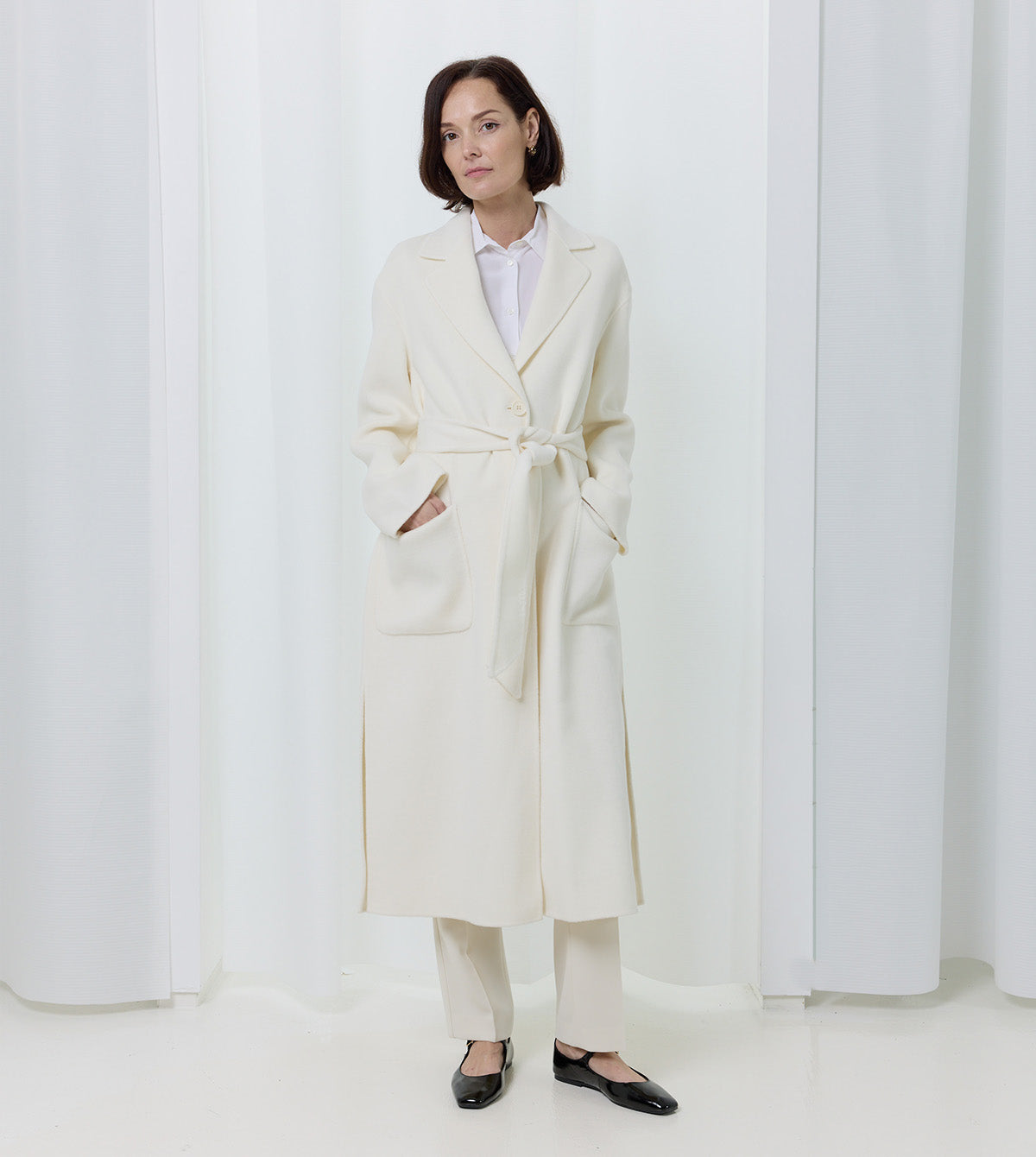 Long Wool Belted Coat by Aspesi